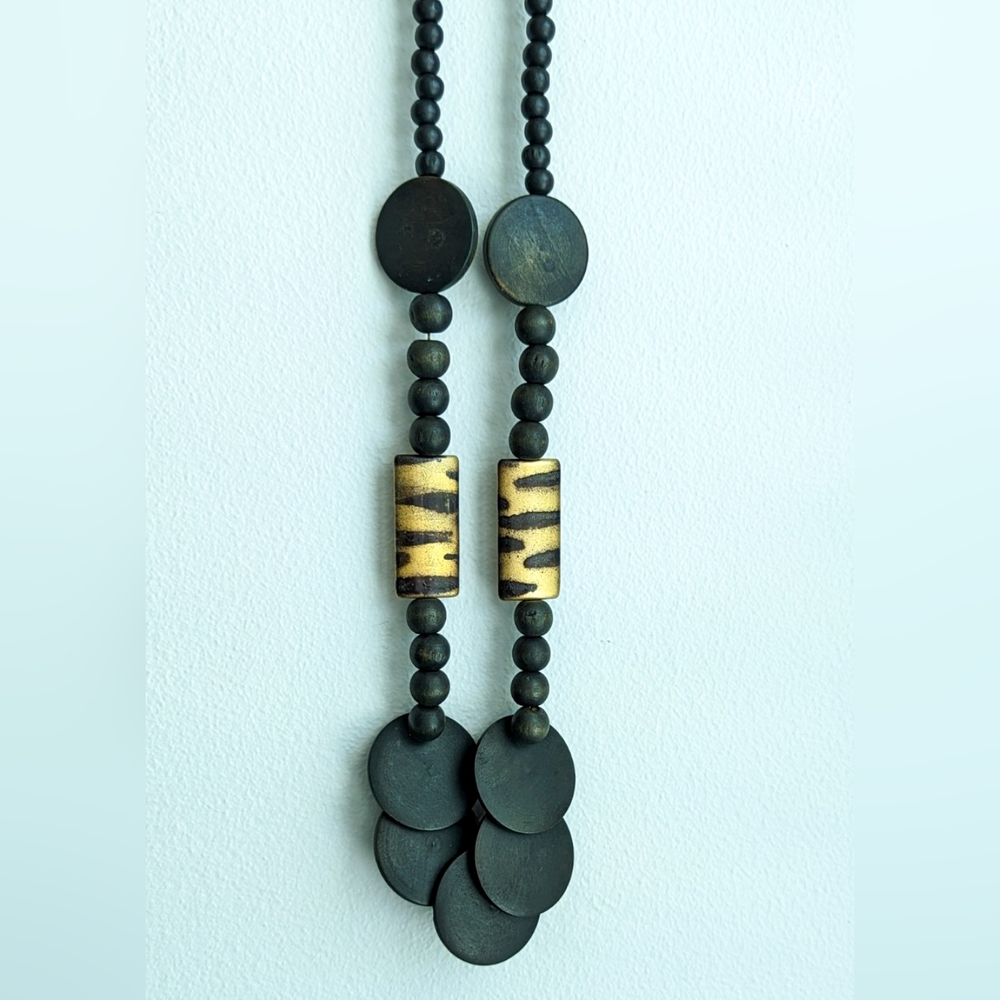 ✨HP HOST PICK✨ Black Tribal Cultural Zebra Print Wooden Necklace